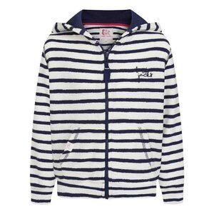 Lazy Jacks Girls Striped Textured Full Zip Hoodie / Twilight